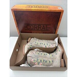 CORRAL GIRLS' FLORAL EMBROIDERED BLACKLIGHT WESTERN BOOTS - SQUARE TOE Size 4